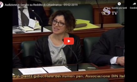 Audizione in Senato sul Reddito di Cittadinanza