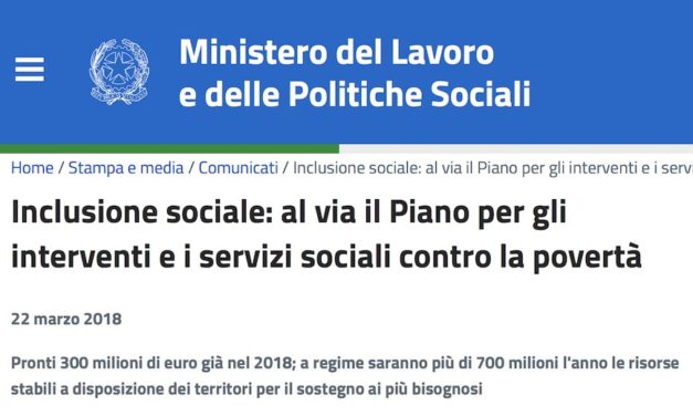 Inclusione sociale: al via il Piano per gli interventi e i servizi sociali contro la povertà