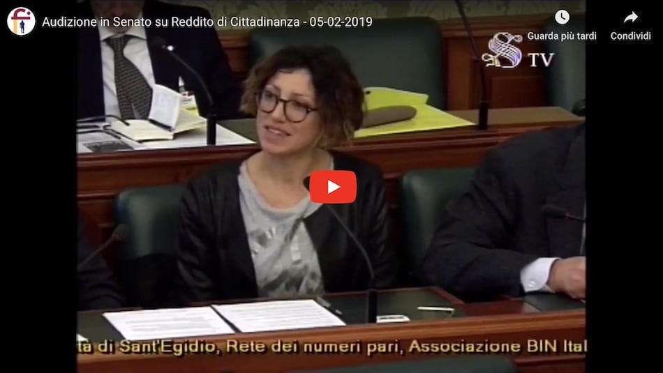 Audizione in Senato sul Reddito di Cittadinanza