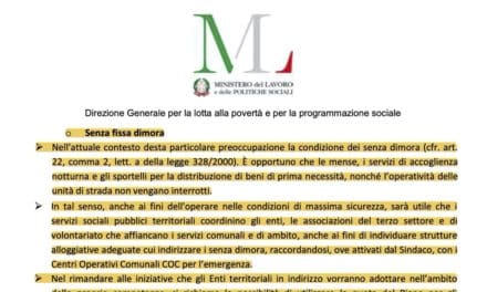 Circolare del Ministero: Sistema dei Servizi Sociali – Emergenza Coronavirus