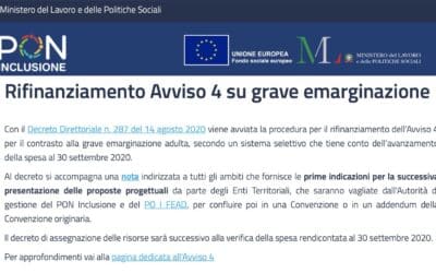 Seconda tranche (50 milioni) PON Inclusione – Avviso 4