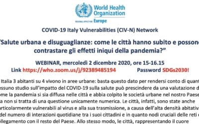 Webinar WHO: Salute urbana e disuguaglianze…