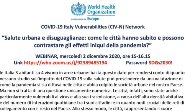 Webinar WHO: Salute urbana e disuguaglianze…