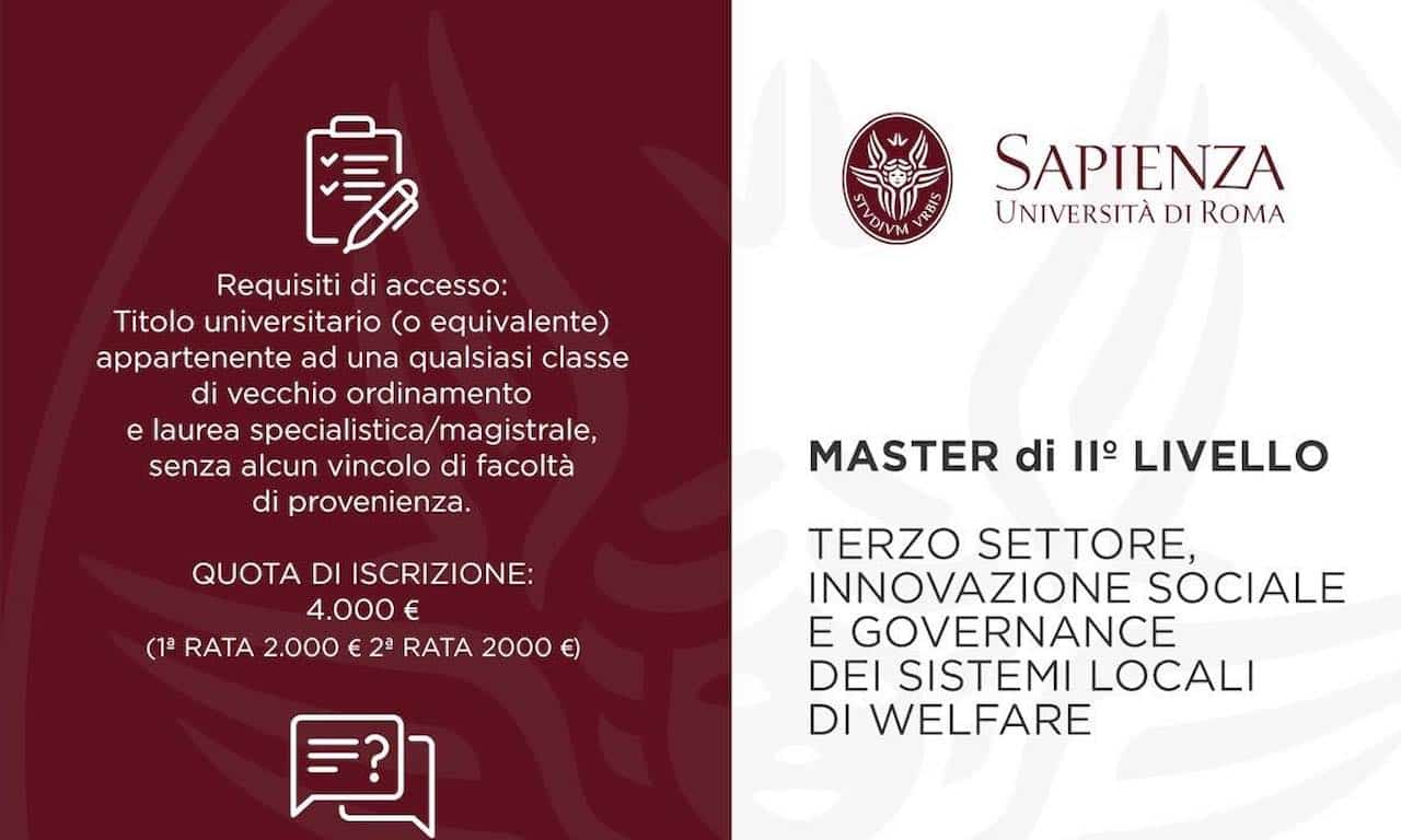 Master Di II Livello Terzo Settore Innovazione Sociale E Governance 