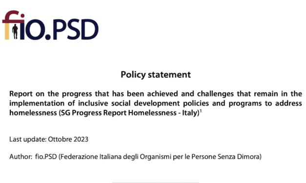 Policy statement on Homelessness in Italy