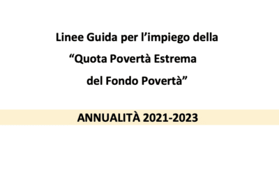 Linee guida utilizzo fondi nazionali per la lotta alla povertà