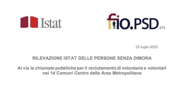 CS: al via la Rilevazione nazionale dei Senza Dimora con ISTAT